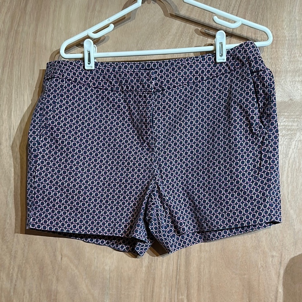 Willi Smith Blue and White Bermuda Shorts with Geometric Pattern